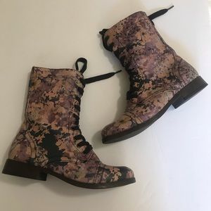 Floral combat boots
